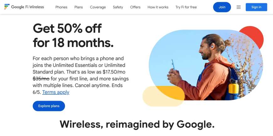 Google Fi Wireless: Giảm 50% gói Unlimited Essentials & Standard trong 18 tháng!